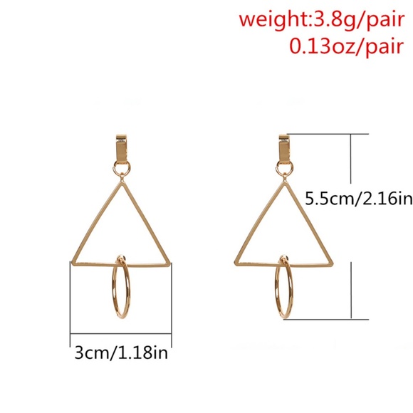 LAST ONE//Minimalist Geometric Drop Earrings Gold - Picture 4 of 5